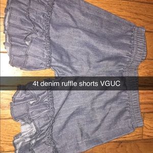 Denim ruffle shorts